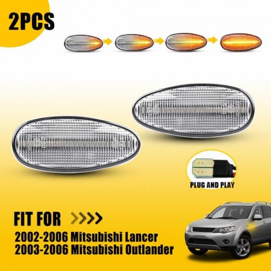 

Amber LED Side Fender Marker Light Kit Clear Len Fit 2002-2006 Mitsubishi Lancer