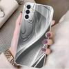 Custodia per telefono in vetro placcato argento con texture curva adatta per Samsung Galaxy S26 S25 S24 S23 S22 S21 S20 FE/Ultra/Plus antiurto
