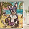 Cartoon Lovely Cat and Dog Shower Curtain Funny Animal Flowers Printed Bathroom Bath Curtain Home Decoration Curtain With Hooks