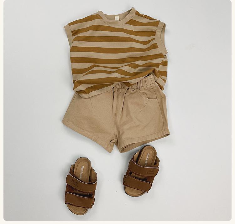 Customized Pure Cotton Striped Sleeveless Vest for Boys & Girls - Korean Style Summer Inner Wear T-shirt