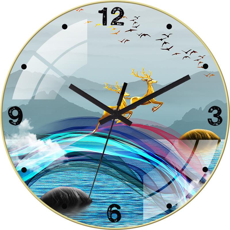 12/14-inch Simple Creative Silent Wall Clock Nordic Fashion Crystal Porcelain Clock Home Living Room Wall-mounted Glass Clock