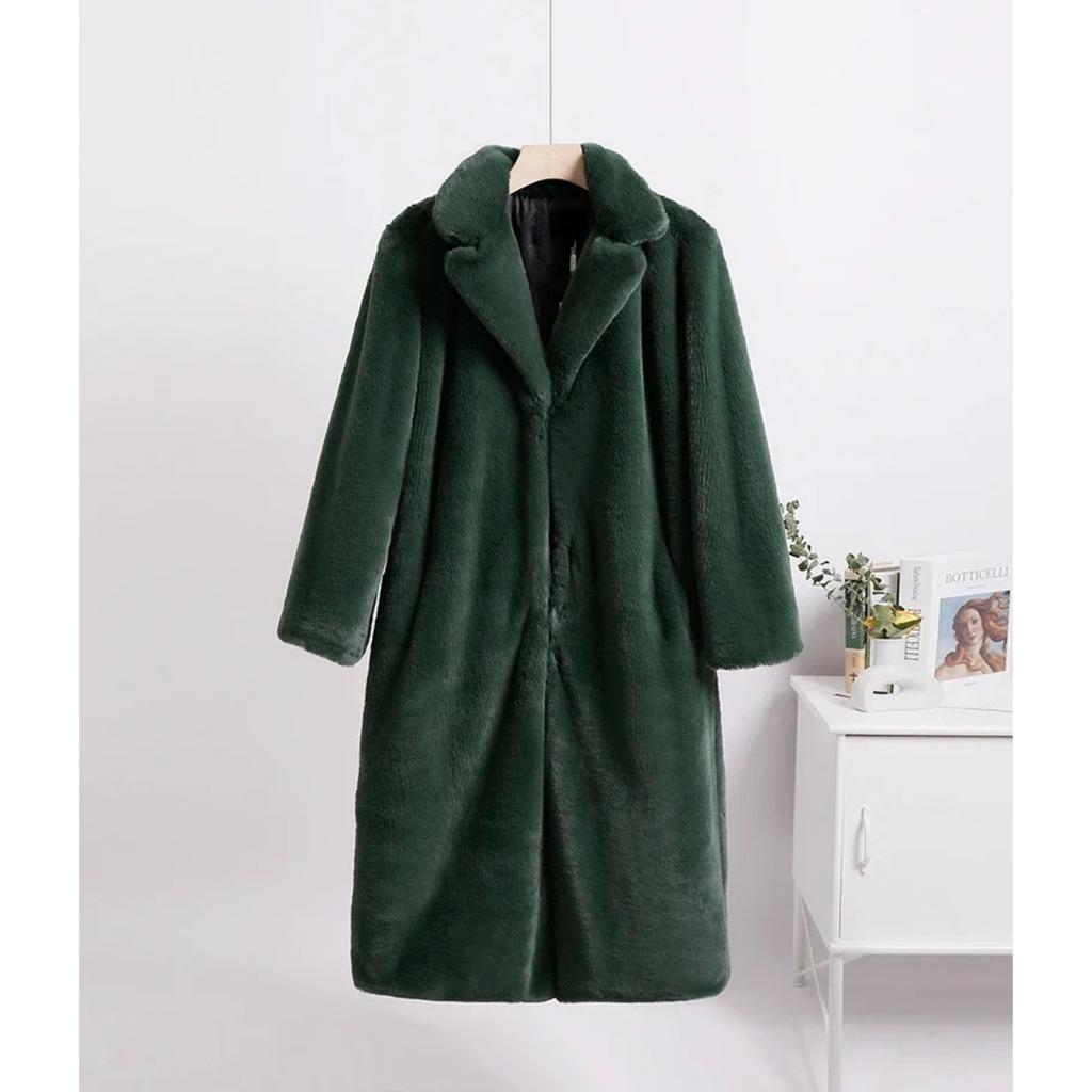 Winter Women High Quality Faux Rabbit Luxury Long Fur Coat Lapel OverCoat Thick Warm Female Plush Jacket Large Size 5XL