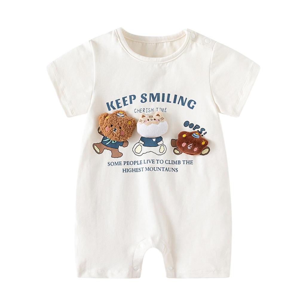 Super Cute Summer Jumpsuit for Newborns, Unisex, Short-Sleeved Romper, 0-1 Year Old