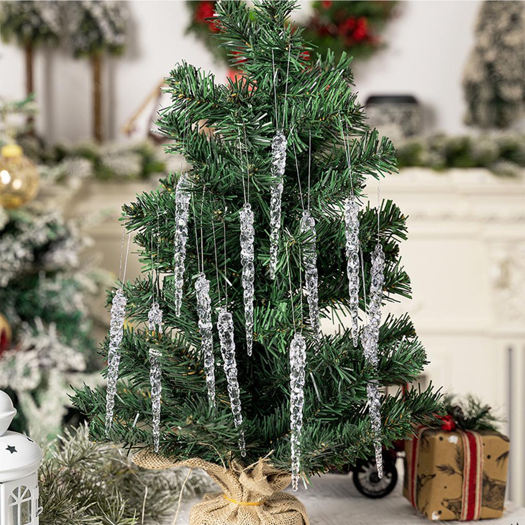 Icicle Ornaments for Christmas Tree 24X Clear Acrylic Icicles Drop Ornaments Crystal Christmas Ornaments for Christmas New Year