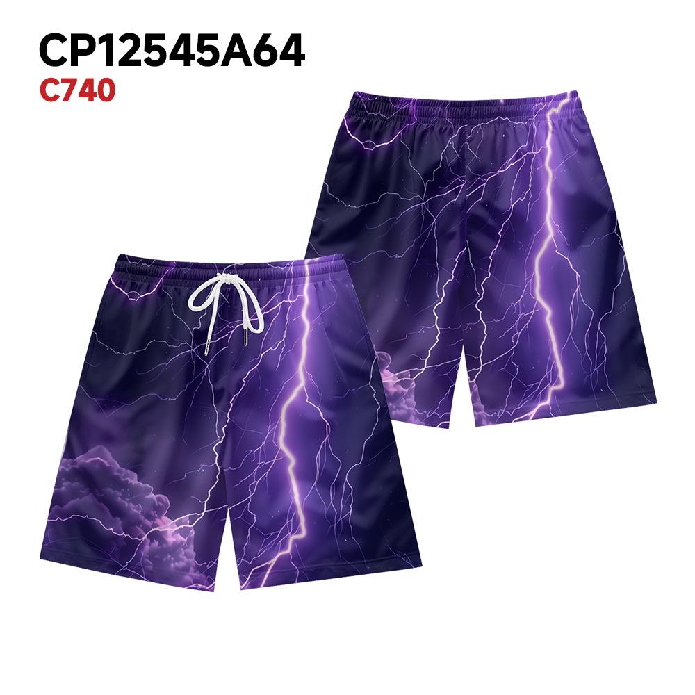 

European And American Dark Natural Lightning Element Men S Casual Shorts Beach Pants XXS