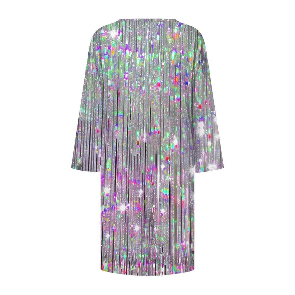 Summer Dresses For Women Fashion Casual Printed Loose V Neck 3/4 Sleeve Dress