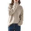 Women Casual Chic Loose Cashmere Sweater Autumn Winter Oversize Thick Long Sleeve Turtleneck Warm Knit Pullovers