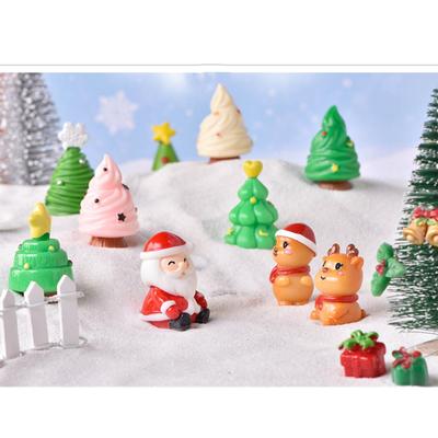 Mini Christmas  Ornaments Tree Decorations With Santa Claus Snowman Reindeer Micro Landscape