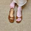 Retro Niche Design Open-toed Sandals Women's 2025 New Simple White Word with Flat Roman Shoes Outside