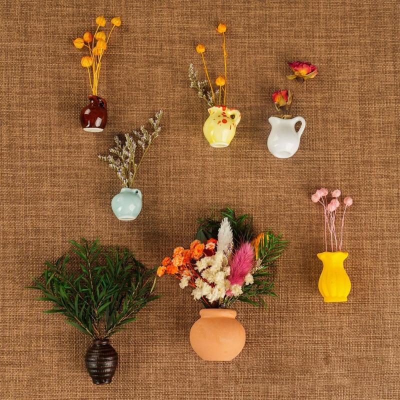 7-teiliges magnetisches Mini-Vasen-Set für Kühlschrank- und Heimdekoration, freundliches Keramik-Set