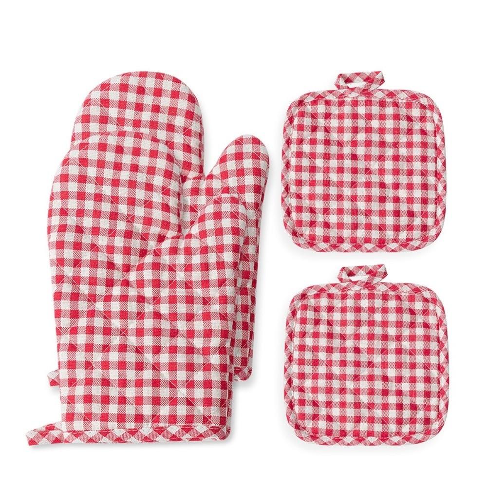2 pcs Heat-Resistant Microwave Mitten Cotton Lining Insulated Glove Baking Oven Mitts  Baking