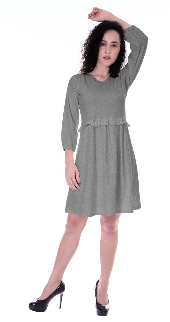 Moomaya Kleid mit langen Ärmeln und geraffter Taille, lässig, fließend, schwingend