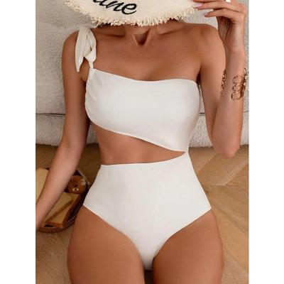 Sexy One Shoulder Swimwear Women Hollow Out White Black Backless One Piece Swimsuit 2025 Beach Bathing Suit Holiday Monokini