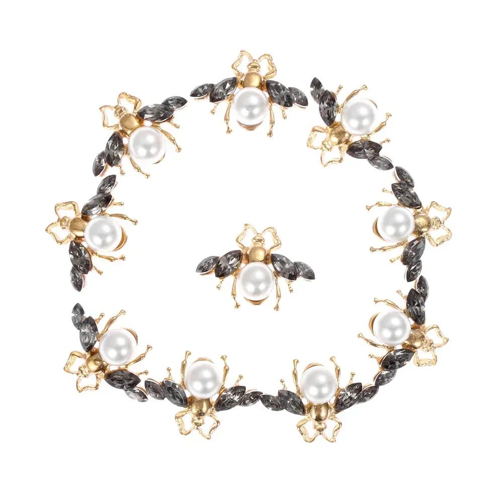 Boutons Strass Fleur 25 mm Bouton Perle Vêtements DIY Alliage Diamant Cryustal Accessoires Noeud Vêtement Décoratif Couture