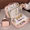 Luxury Double Layer Cosmetic Bag Zipper Portable Toiletry Bag Make Up Storage Organizer  Travel