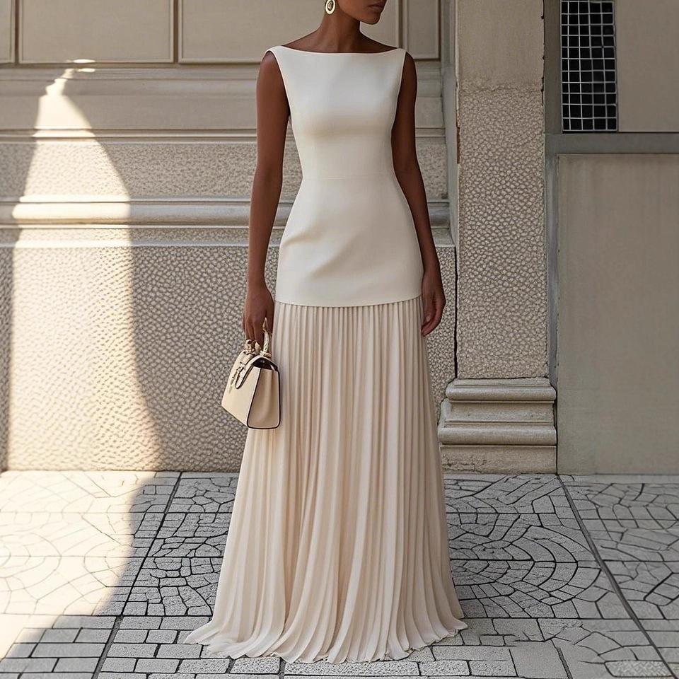 2026 Spring New Women's Clothing, European, American Amazon Cross-border Fashion Suit, Solid Color Slim Pleated Two-piece Set