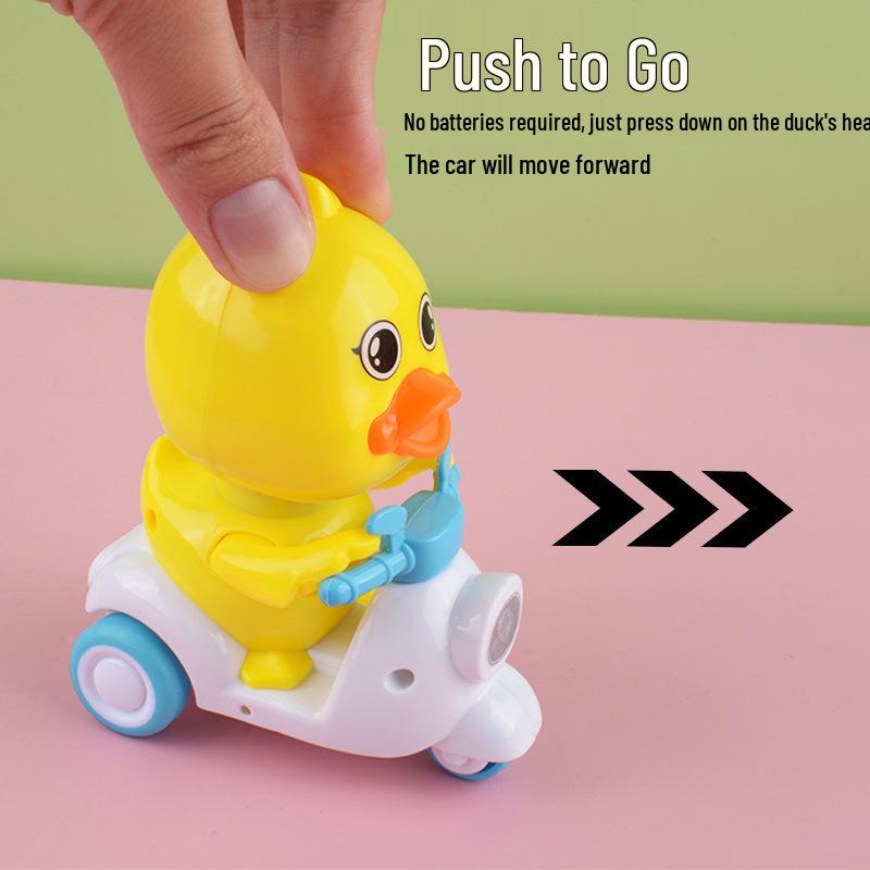 Douyin Little Yellow Duck Pull-back Motorcycle Toy: Educational Inertial Sliding Car for Kids