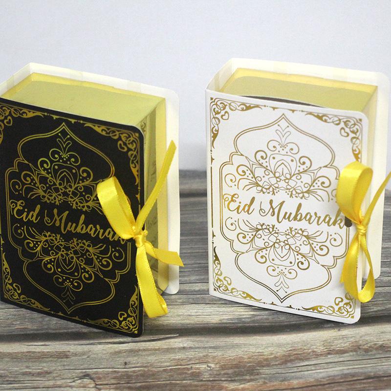 5Pcs/Lot Book Shape Mubarak Chocolate Candy Boxes Ramadan Decor Gift Packaging Box Islamic Muslim Festival Party Supplies