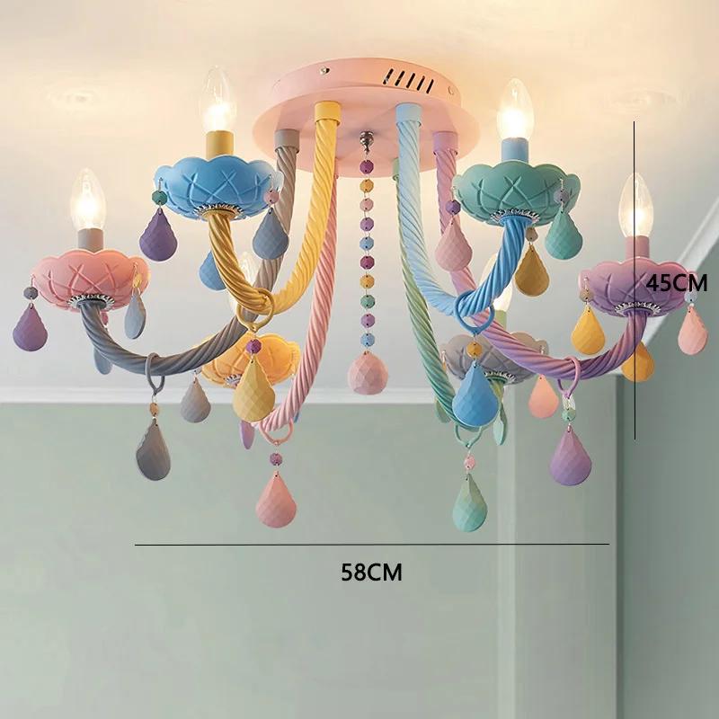 Macaron Color LED Ceiling Chandeliers Children's Room Pendant Drop Light Kids Room Boys Girls Bedroom Decor Ceiling Lamps Lustre