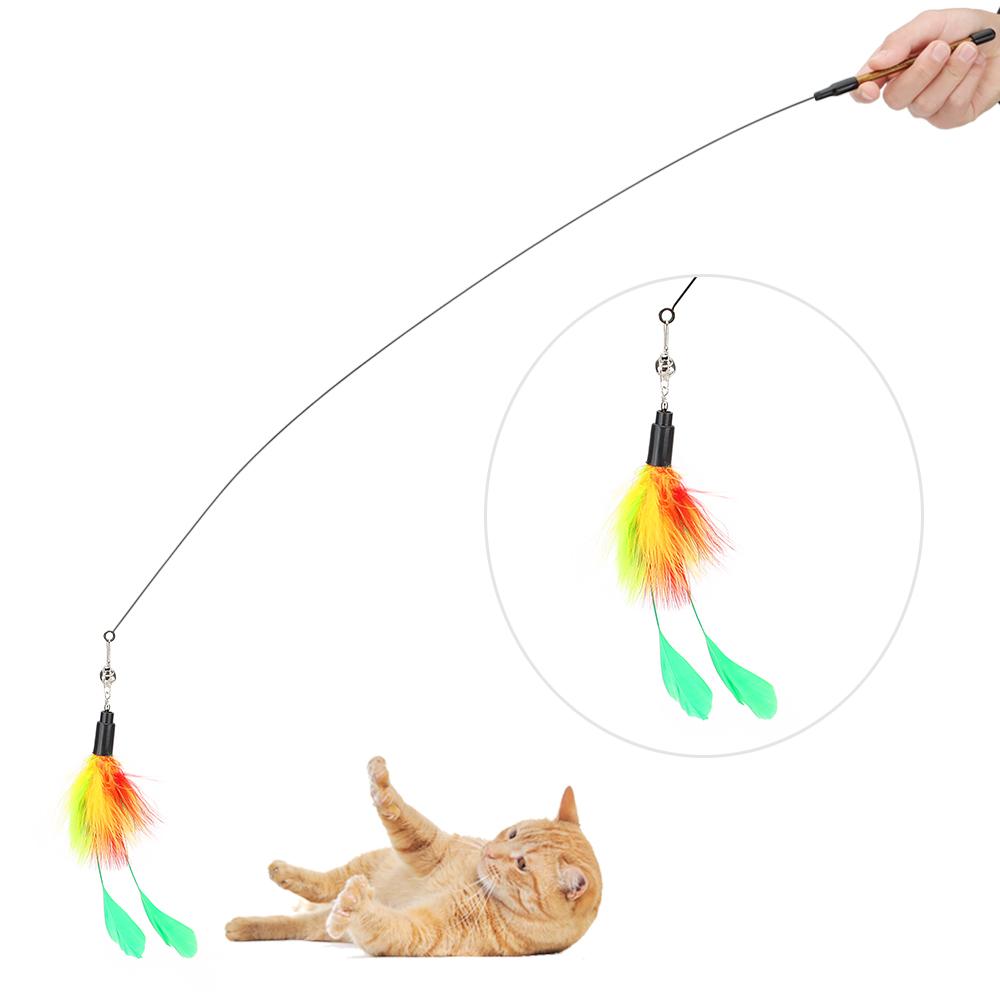 5pcs Feather Teasing Cat Stick Replacement Head Cat Toy Kitten Interactive Toys Pet Supplies