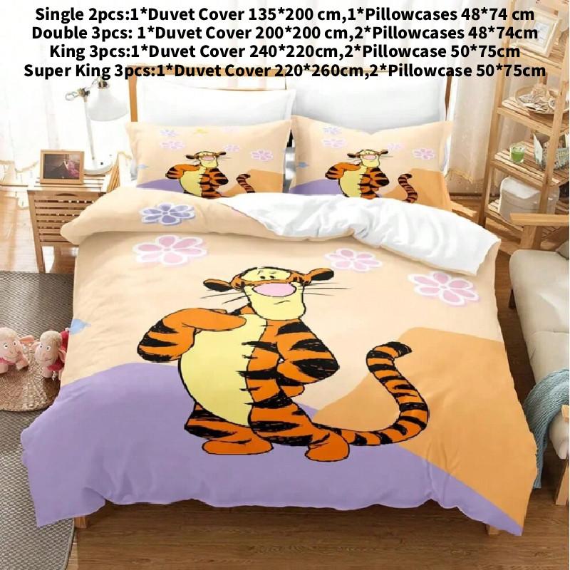Set Biancheria da Letto per Bambini Winnie the Pooh in Flanella e Colori Vivaci per Decorazione Stanza Bambini