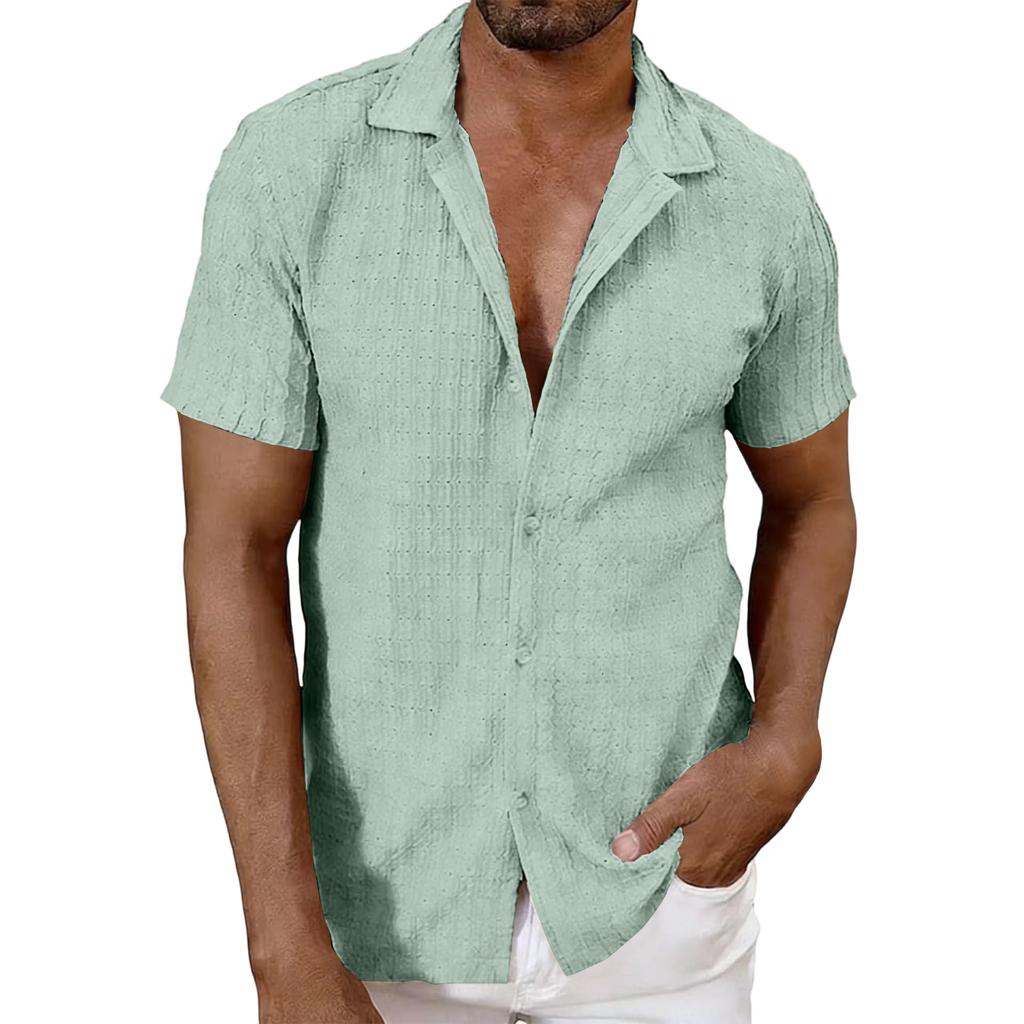 Men's Short,sleeved Top, European And American Knitted Hollow,out Breathable Cool Casual Shirt