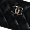 Chanel 23C Hellgoldene Schnalle Diamantenmuster Druckknopf Dreifach Leder Kartenhalter Damenstil Schwarz