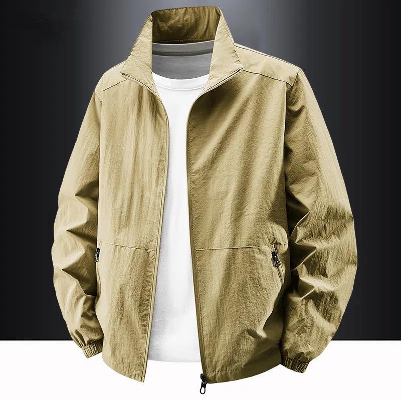 Chaqueta Impermeable Cortavientos para Hombre con Cuello Alto, Abrigo Casual de Talla Grande Estilo Americano Workwear para Exteriores para Primavera y Otoño
