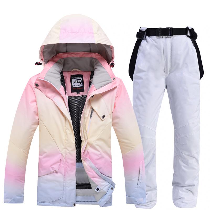 Set da Sci Invernale da Donna Impermeabile Antivento Giacca da Sci + Set di Pantaloni Caldi Ispessiti