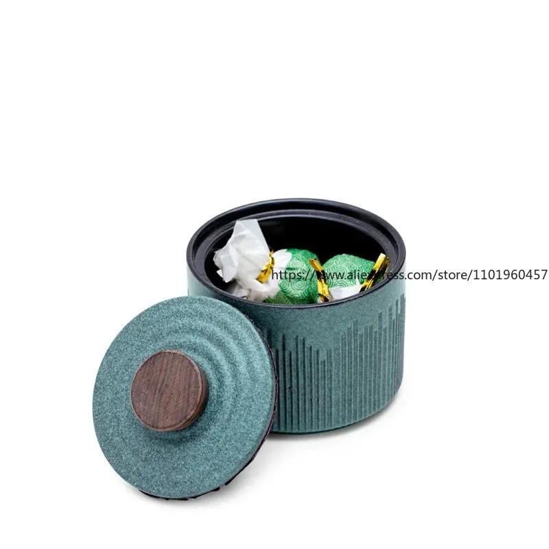 Small Sealed Jar Tea Caddy Ceramic Jar Tea Box Portable Tea Can Container Organizer Candy Jars Decorative Storage Tank