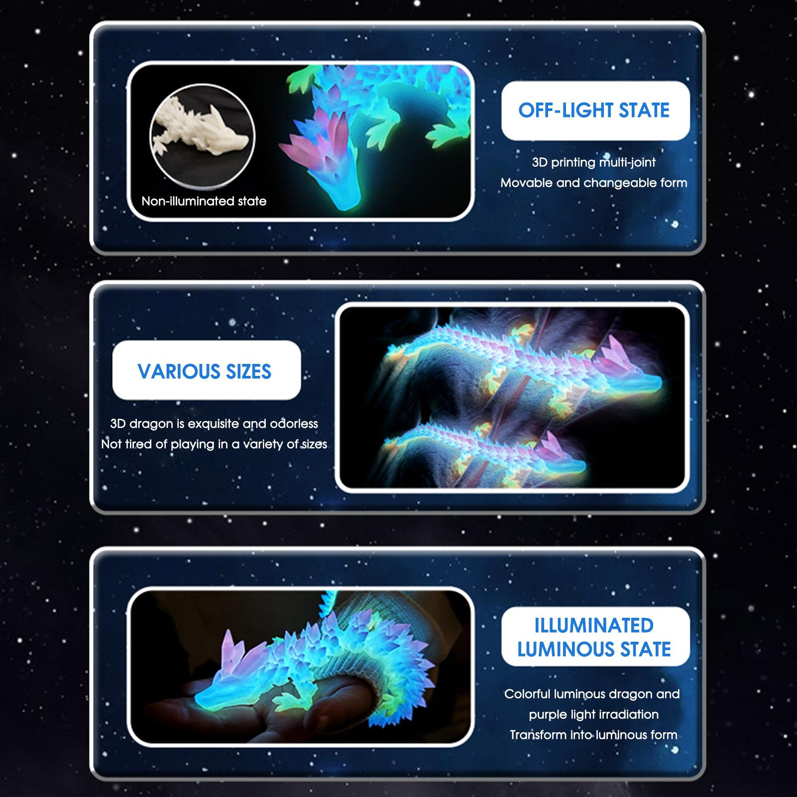 

3D Printing Dragon Figures Toy Delicate and Compact Decorative Model Toy for Kids Boys Girls Birthday Gifts 22cm