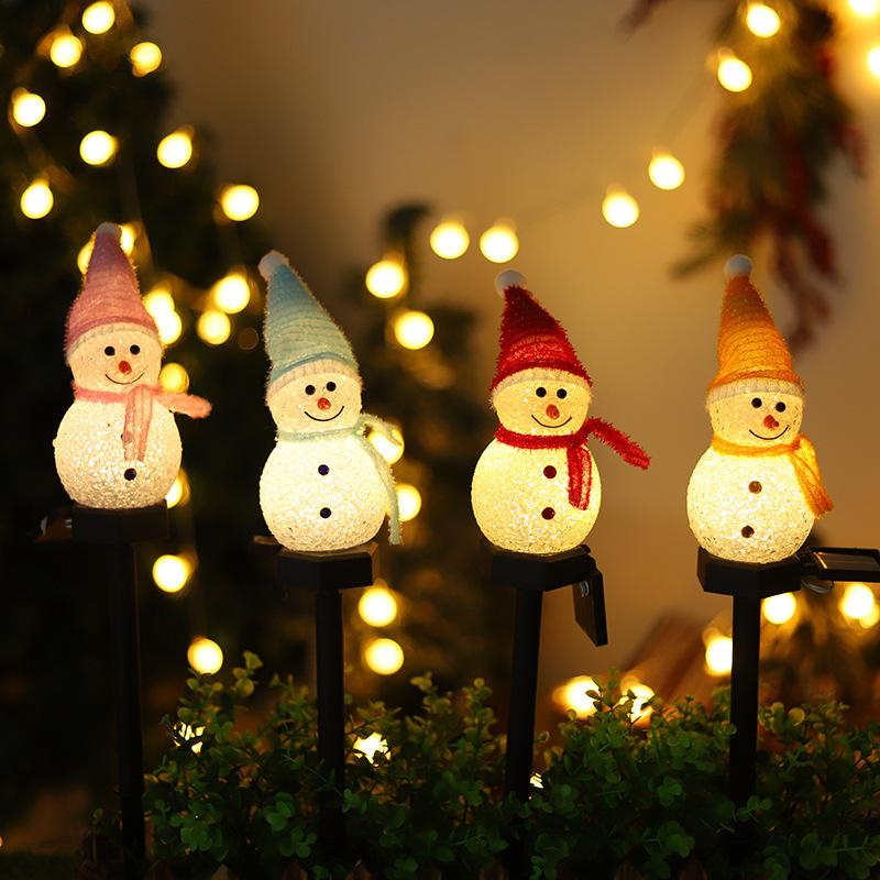 New Solar Powered Christmas Snowman Luminous Landscape Light Lawn Light Outdoor Decoration Waterproof Lawn Light