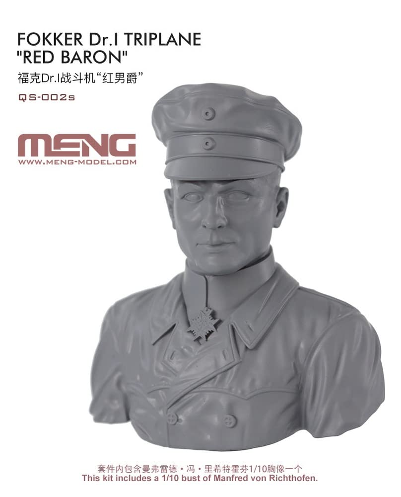 Meng Model German Air Force Fokker 1 Fighter Plastic Model with Resin Bust Figure First Order Limited 1/32 Dr. "Red Baron" (Manufacturer's Edition)