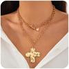 Chunky Gold Cross Necklace for Women Handmade Bold Trendy Stacks Toggle Big Cross Statement Necklaces Faith Jewelry Gift for Daily Wear