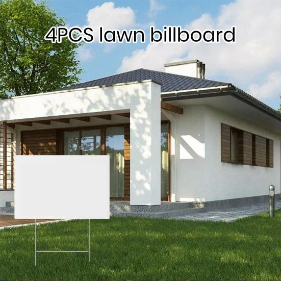 

4 шт. пустые знаки двора с H кольями, гладкие края, устойчивые к атмосферным воздействиям, двухсторонние пластиковые знаки для лужайки «сделай сам», украшения для переднего сада 4pcs
