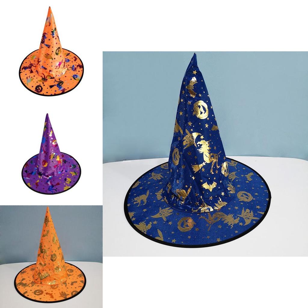 Witch Hat For Halloween Party Stylish And Gold-embossed Witch Hat Costume Accessory