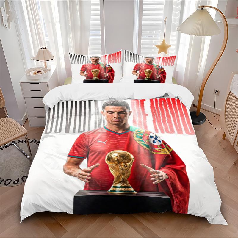Cristiano Ronaldo World Cup Trophy Print 3Pcs Bedding Setduvet Cover With 2 Bedropillowcase Home Birthday Gift