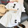 Summer Girl Casual Set With Print T Shirt And Shorts For Daily Wear
