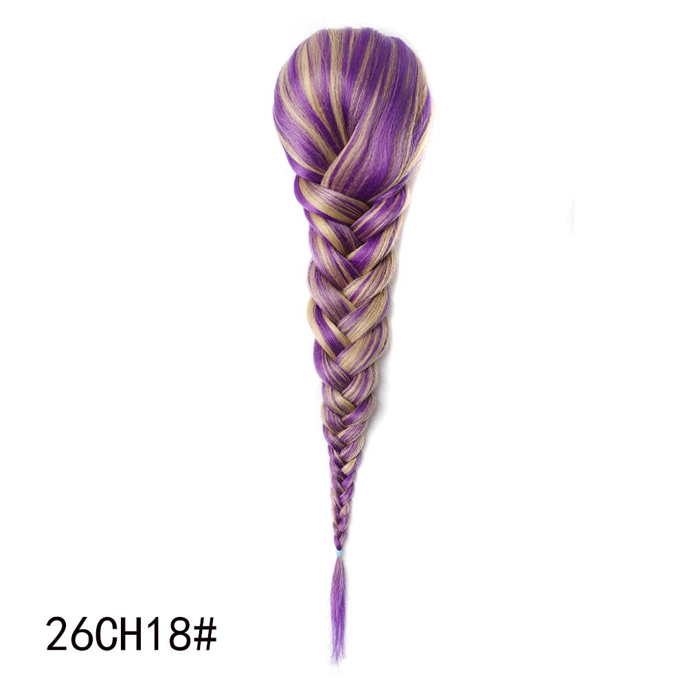 Jeedou Ponytails Hair Braided Plaited Fishtail Fishbone Drawstring Ponytail Extension Rainbow Colorful Chignon Hairpiece