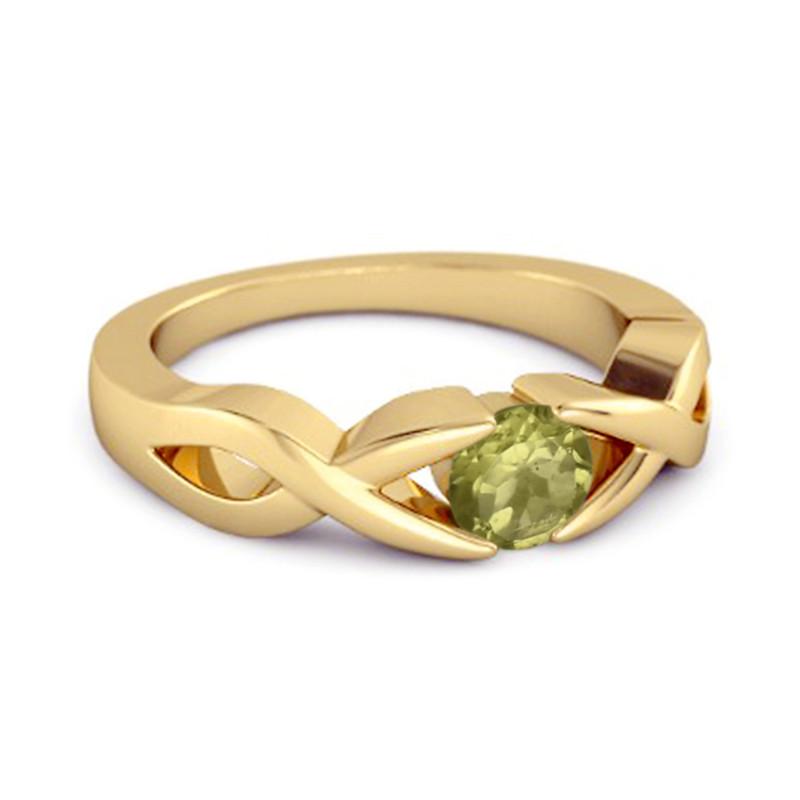 Peridot Twisted Vine Band Ring - 925 Sterling Silver Gold Vermeil