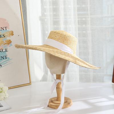 Sommar Handgjord Halm Bred Brätte Långt Band Strand Fedora Hatt Keps Dam Fritid Panama Jazzhatt