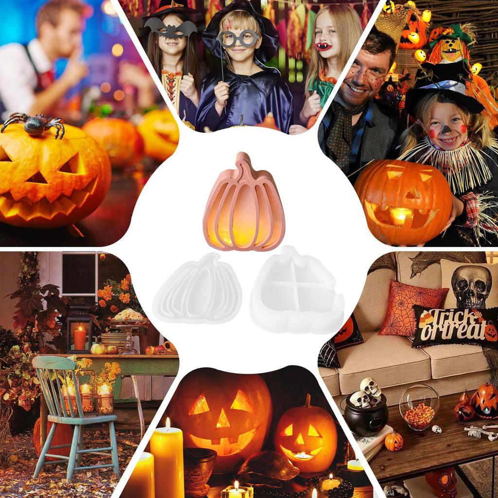 Silicone Molds For Crafts 2 Pieces Drip Glue Pumpkin Molds Halloween Decoration Atmosphere Lamp Craft For Home Hobbyists Kids
