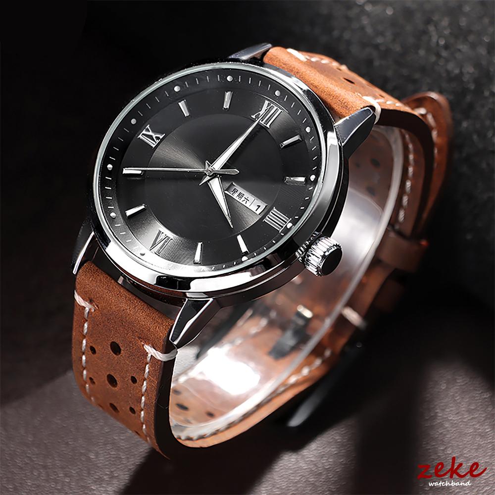 18mm 19mm 20mm 21mm 22mm 24mm Vintage Handmade Watch Strap Quick Release Leather Strap Black Brown Breathable Porous Watchbands