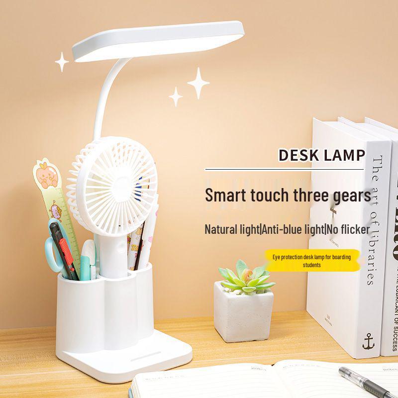 Smart LED Desk Lamp with Pen Holder - Eye-Friendly Reading Light for Dorms and Bedsides