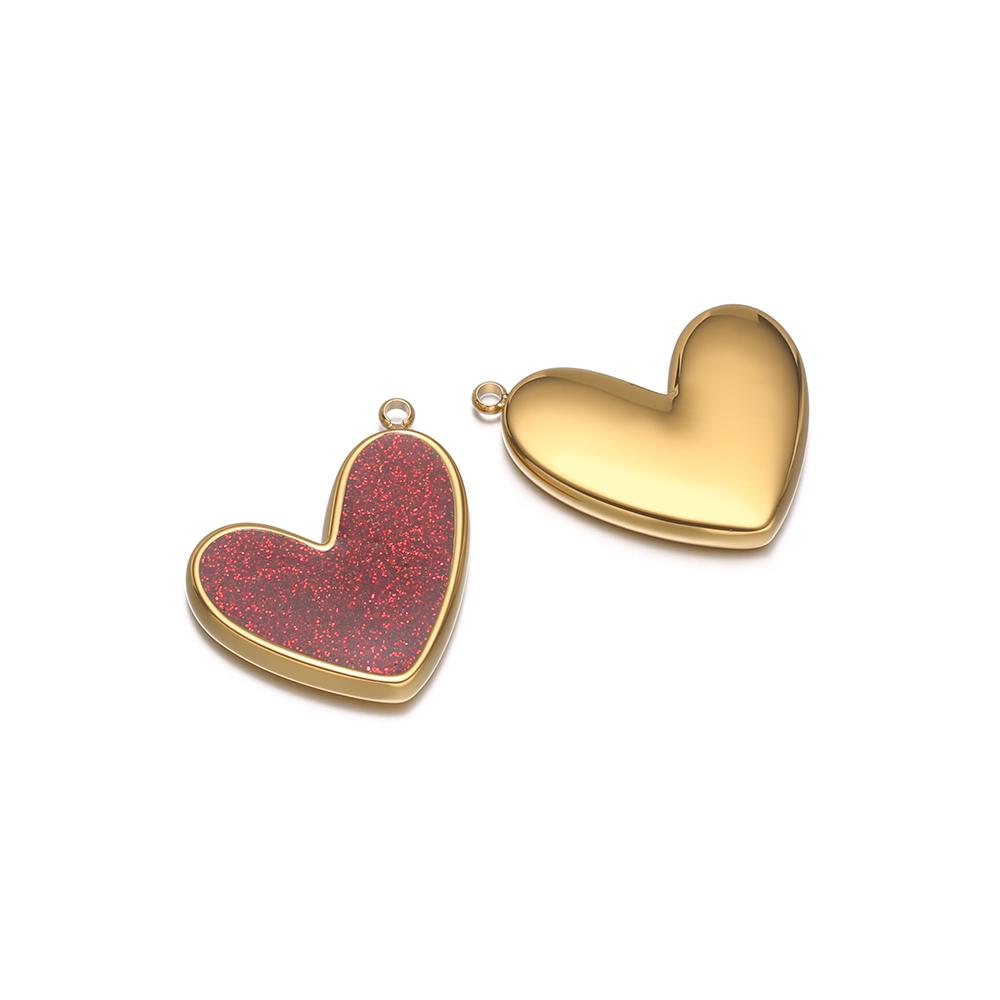 5pcs Stainless Steel Glittering Enamal Heart Charms Pendants for DIY Jewelry Lovers Necklace Findings Couples Bracelets Making