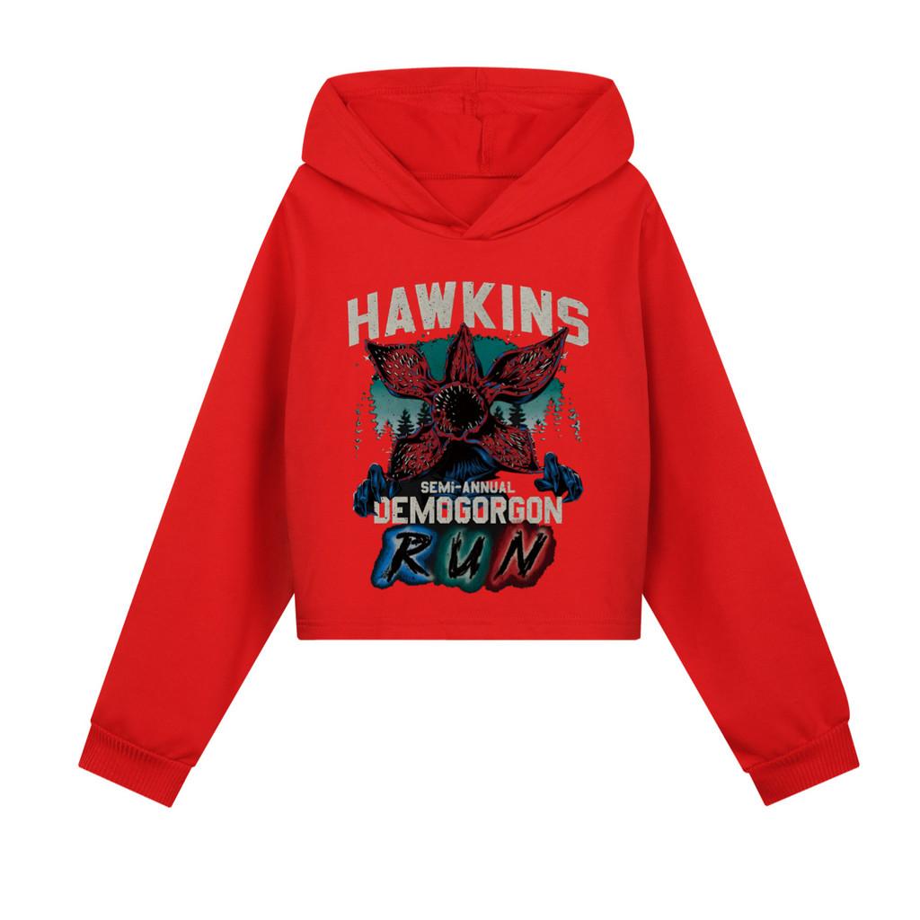 5383 Kids Girls Demogorgon Printed Long Sleeves Hoodies Hooded Sweatshirt