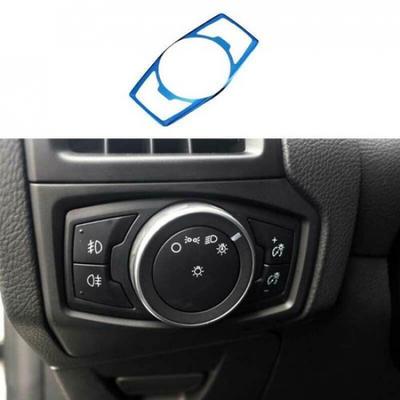 For Ford Focus 2015-2018 Blue Steel Headlight Switch Control Frame Trim 1PCS