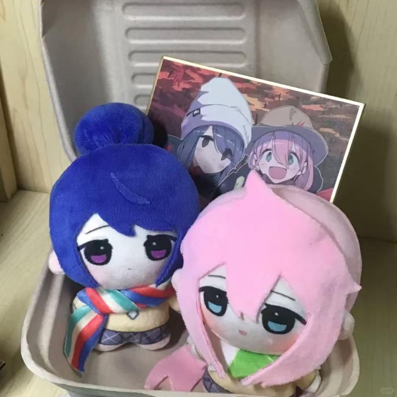 Schattige Relaxte Kampeer Yuru Camp Pluche Sets Rin Shima Nadeshiko Kagamihara Mini Katoenen Pop Anime Sleutelhanger Hanger Fans Cadeau 10cm