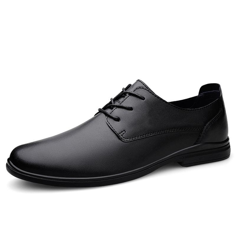 

Мужские деловые кожаные туфли из двухслойной коровьей кожи, мужские туфли из натуральной кожи, повседневные кожаные туфли, удобные деловые туфли, маленькие кожаные туфли 46 чёрный