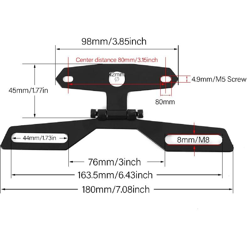 License Plate Bracket, Motorcycle Tail Eliminator Folding License Plate Holder Bracket ATV Rear Bracket Mount License Plate Tail Light Holder